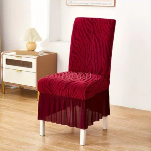 Wave Pattern Velvet Dinning Chair Covers - Maroon