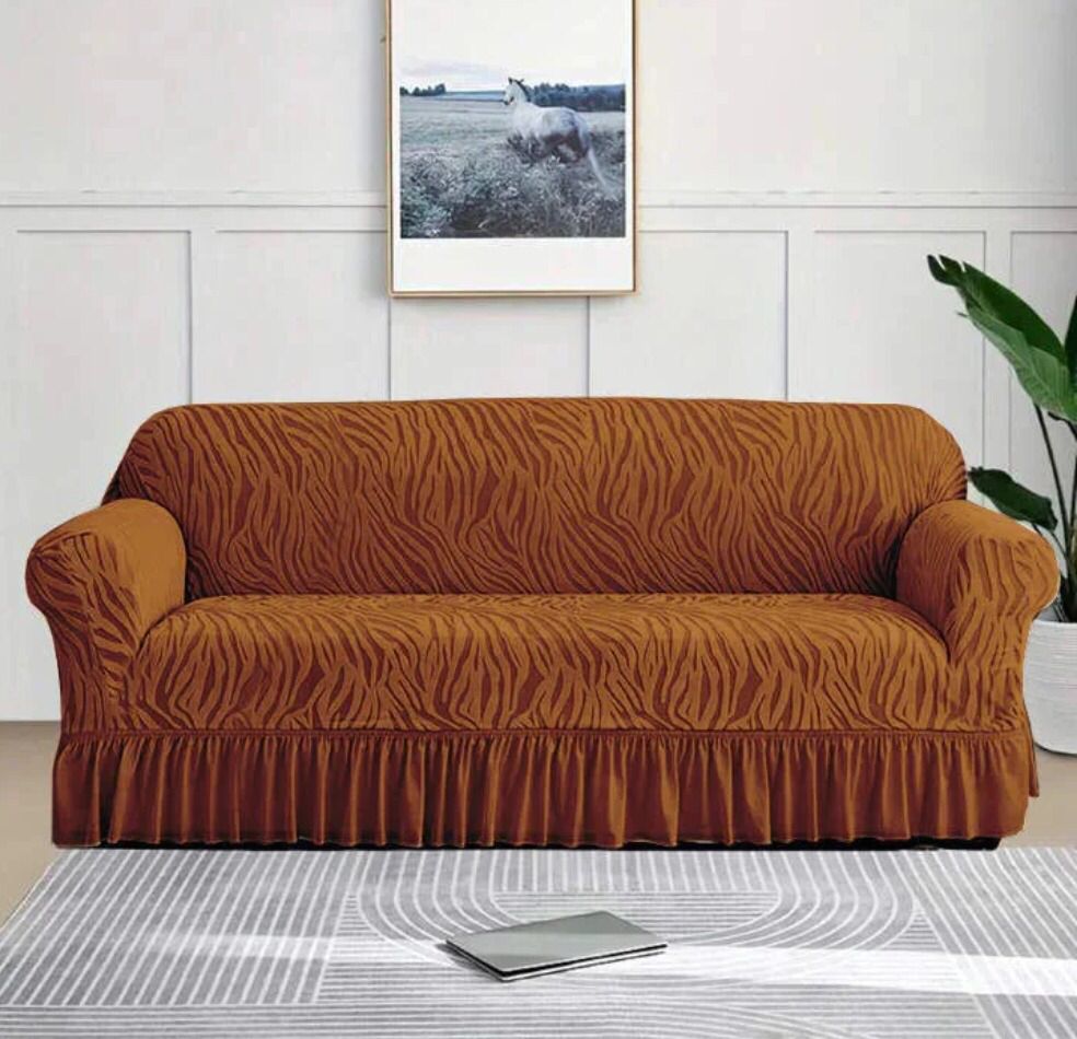 Zebra Velvet Turkish Sofa Cover - Copper