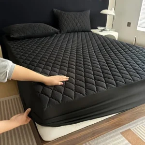 Cotton Quilted Waterproof Mattress Cover – Black